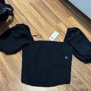Abercrombie Black Puff Sleeve Top